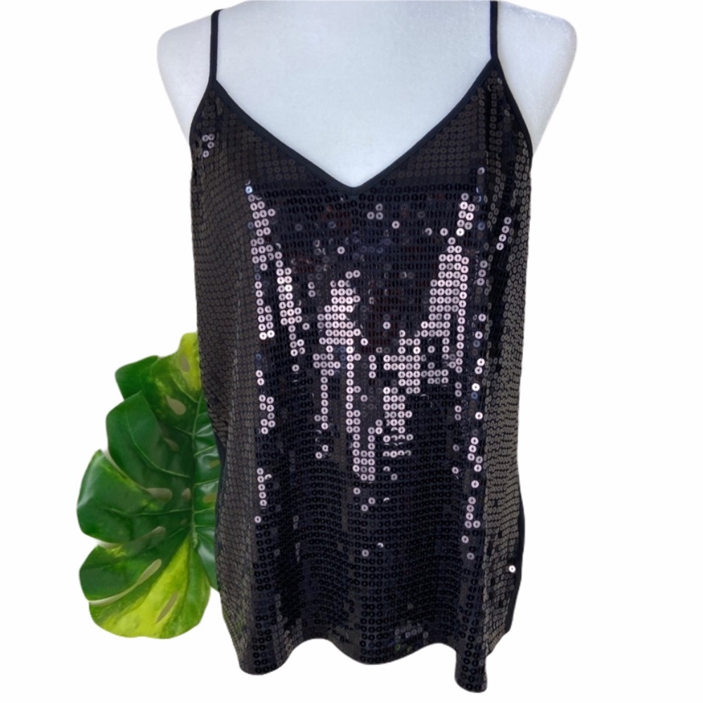Express | Sexy Black Sequins V-neck Tank
